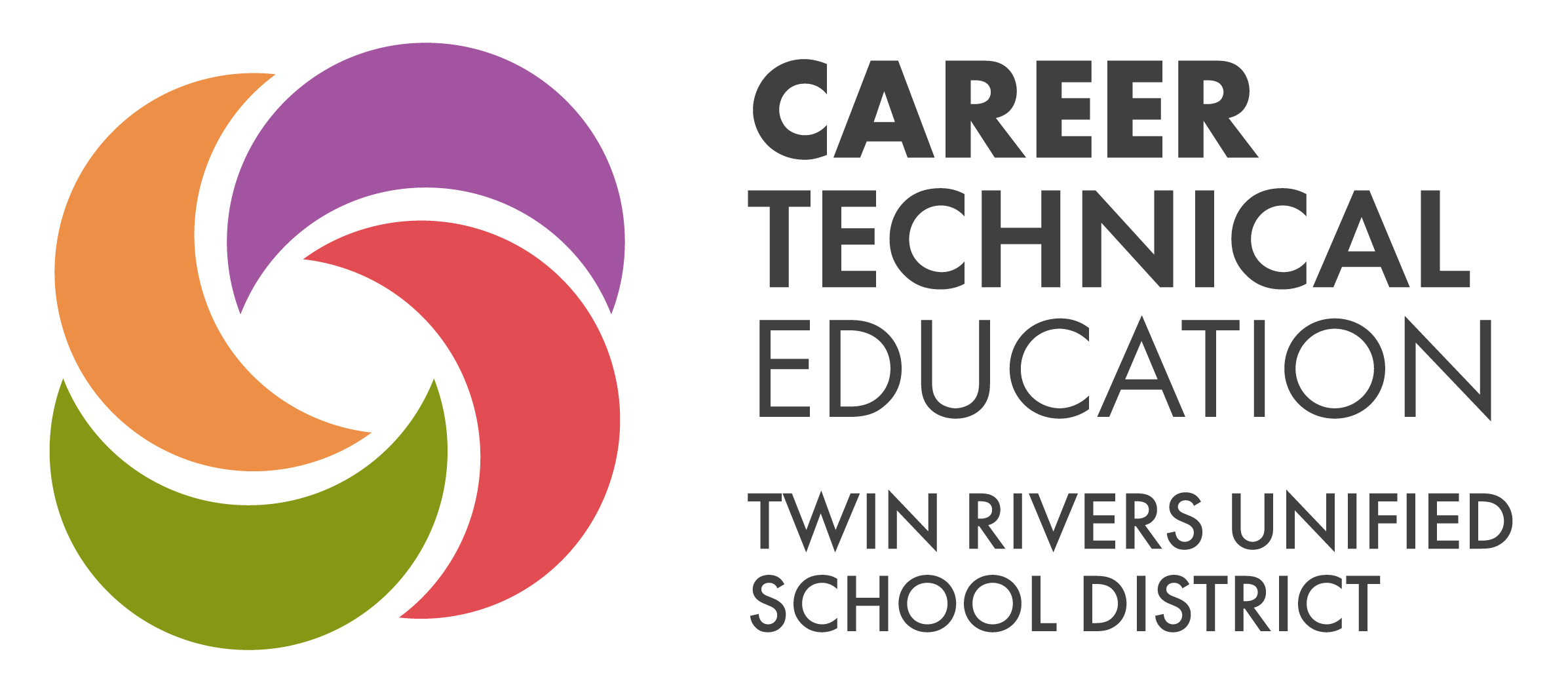 Career Technical Education Twin Rivers Unified School District logo with multi-color pinwheel.