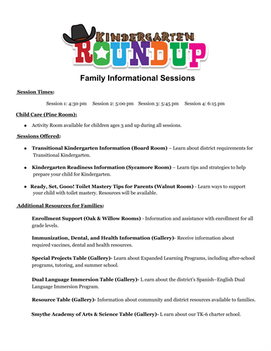 Image of Kinder Roundup Family Session Information Flyer