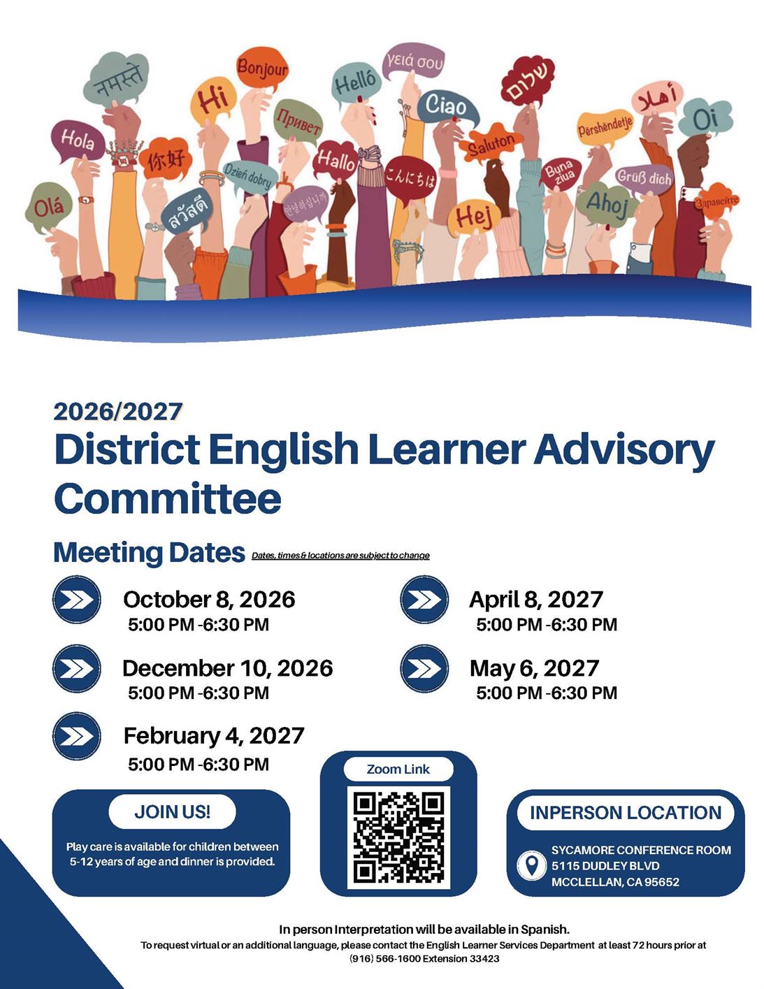 District English Learner Advisory Committee_Meeting Dates for 2026-20207