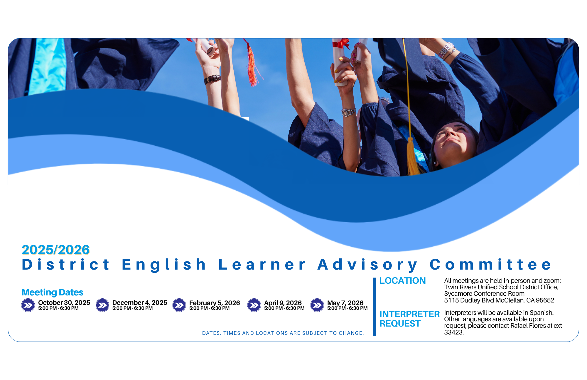 District English Learner Advisory Committee Meeting Dates for 25-26 School Year
