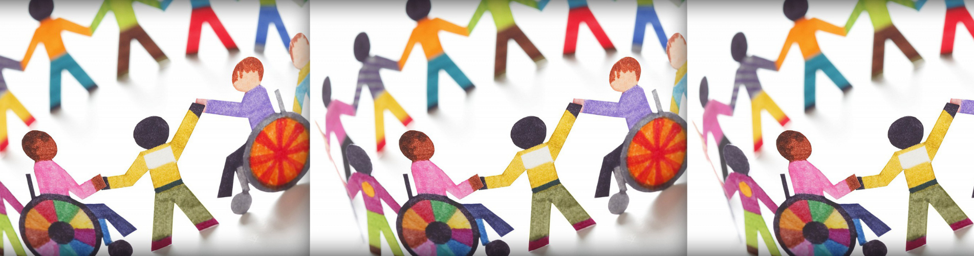 Clip art for Special Education, kids holding hands with a few in Wheel Chairs