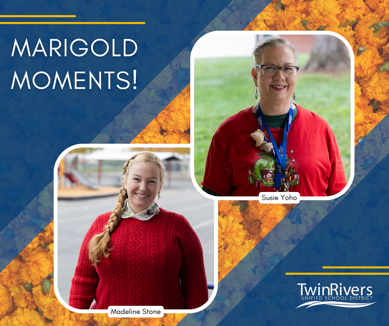 two marigold moments teachers standing and smiling 
