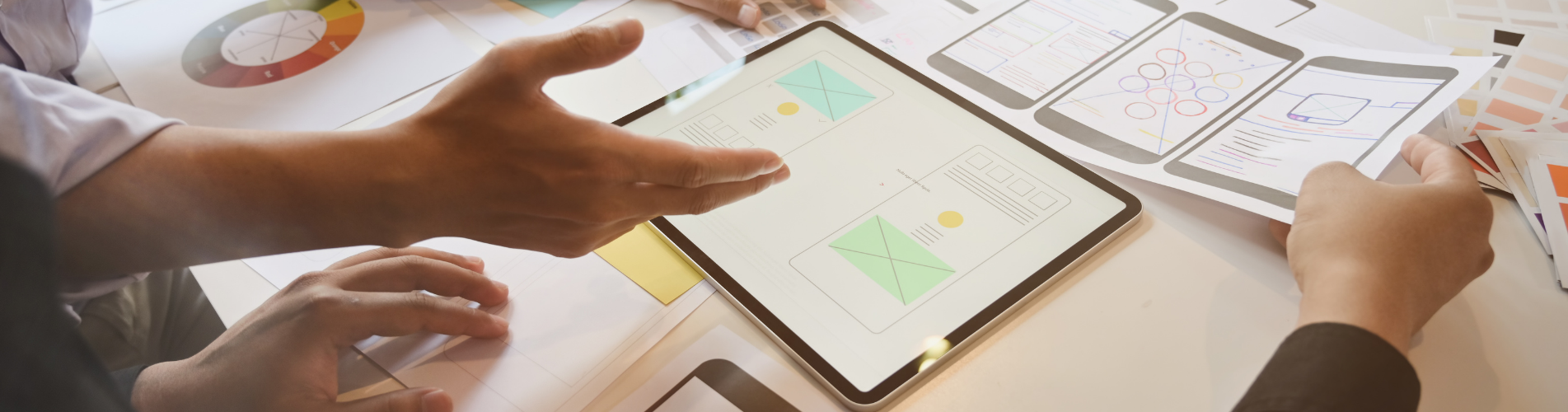 hands and paper work / reports