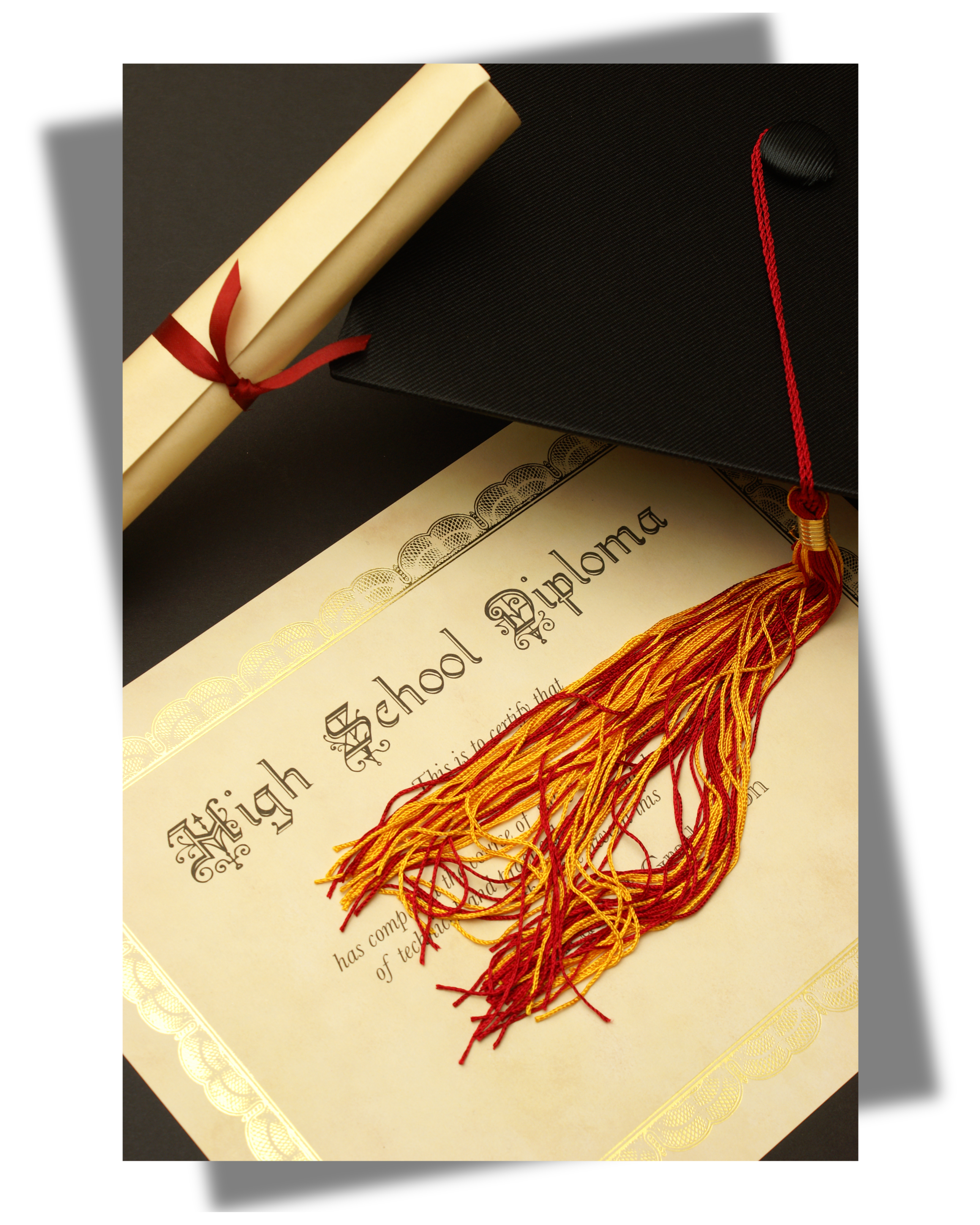 high school diploma cap with tassel