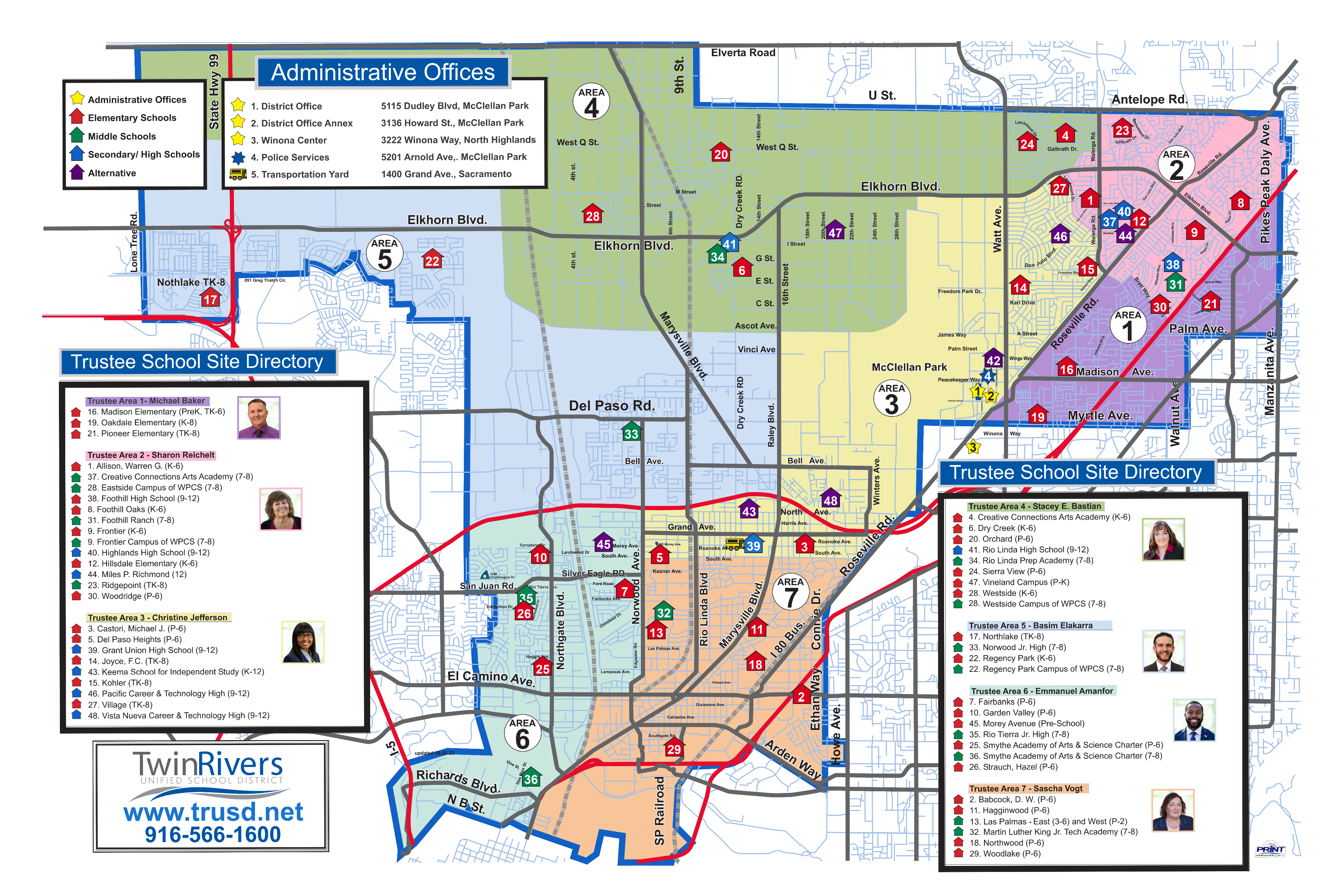 Twin Rivers Unified School District Trustee Area Boundaries Map