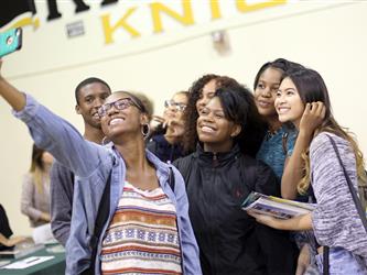 group of students taking a selfie