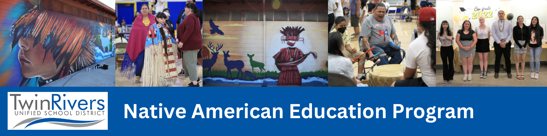 Native American Adults and children in traditional wear