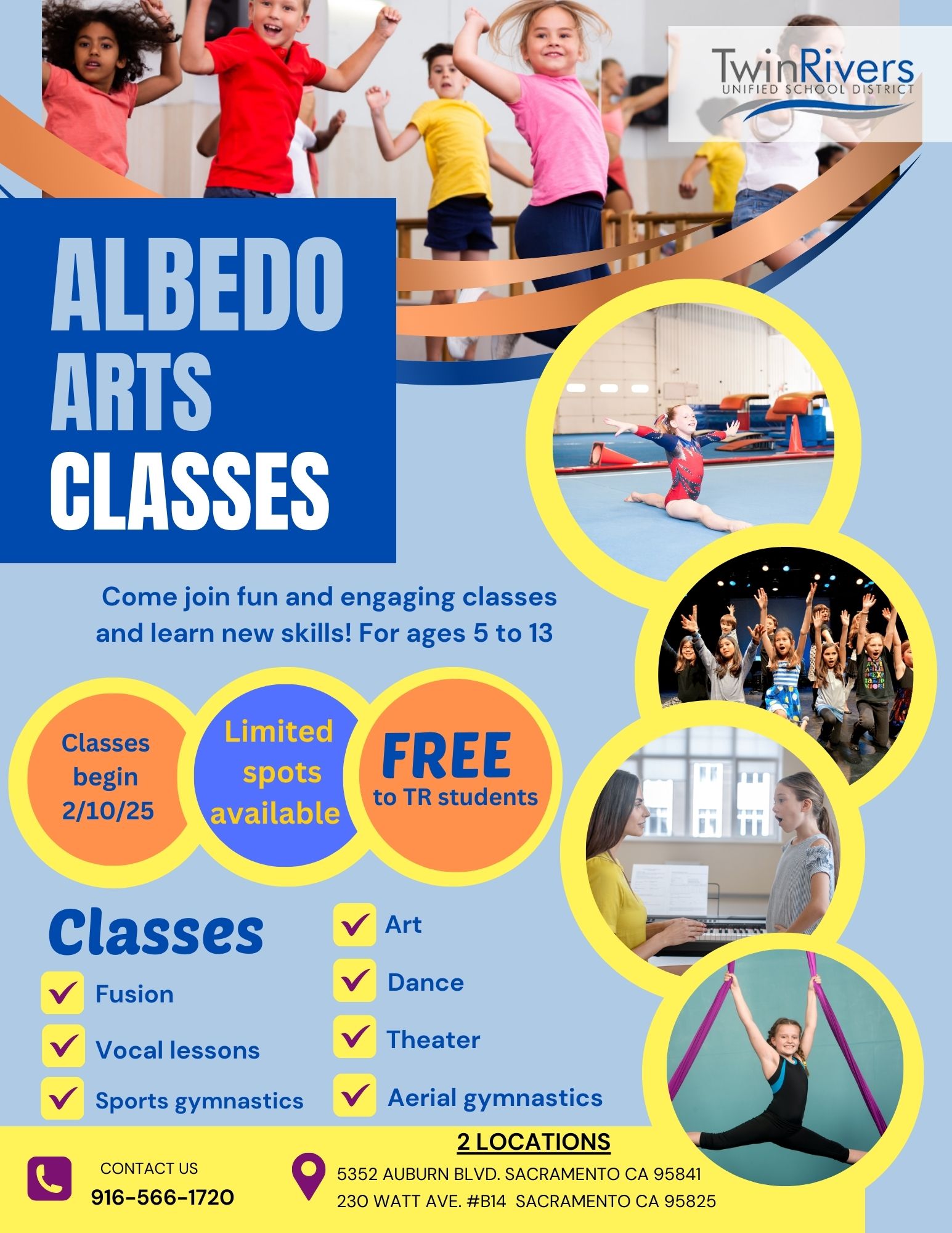Albedo Arts Classes contact us at 916-566-1720