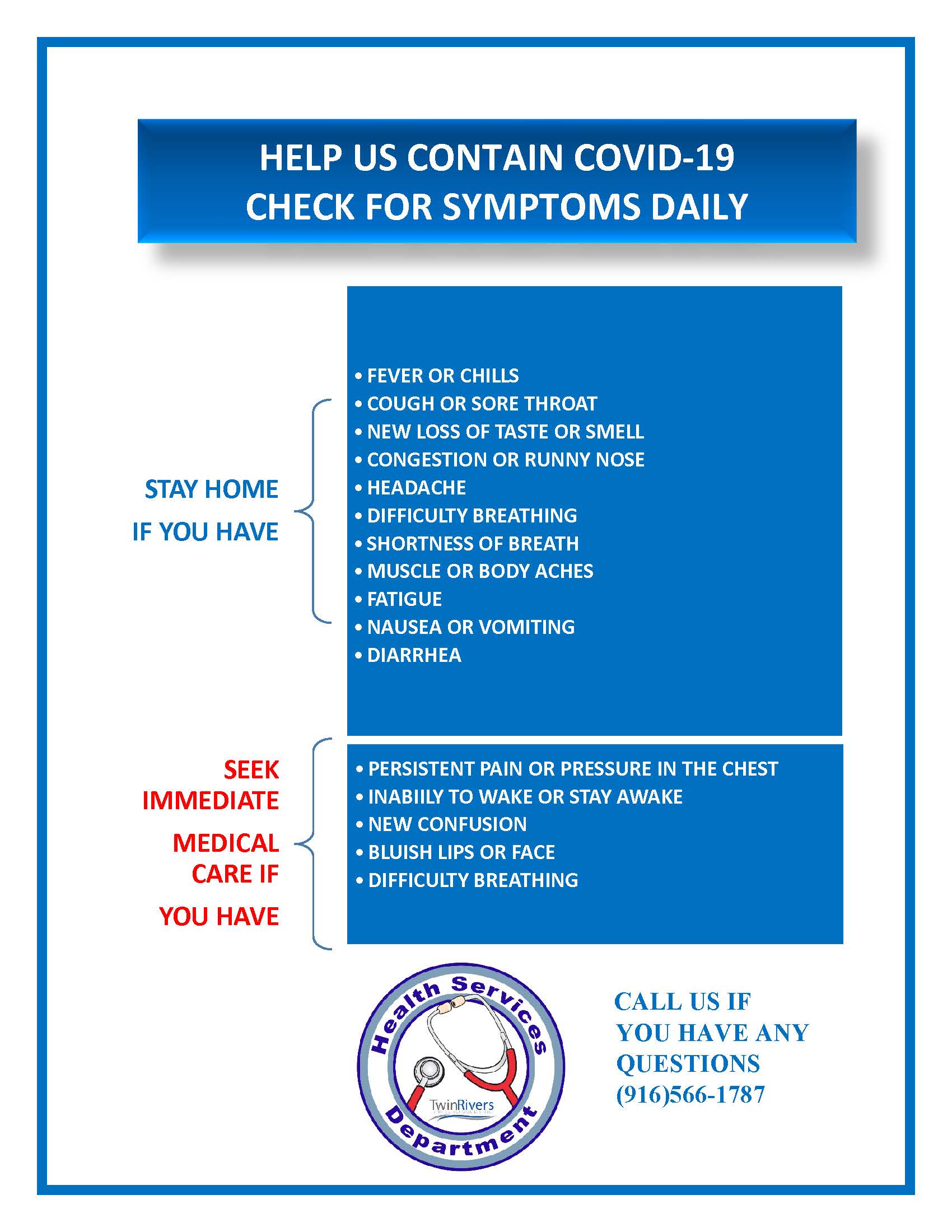 A list of Covid-19 Symptoms