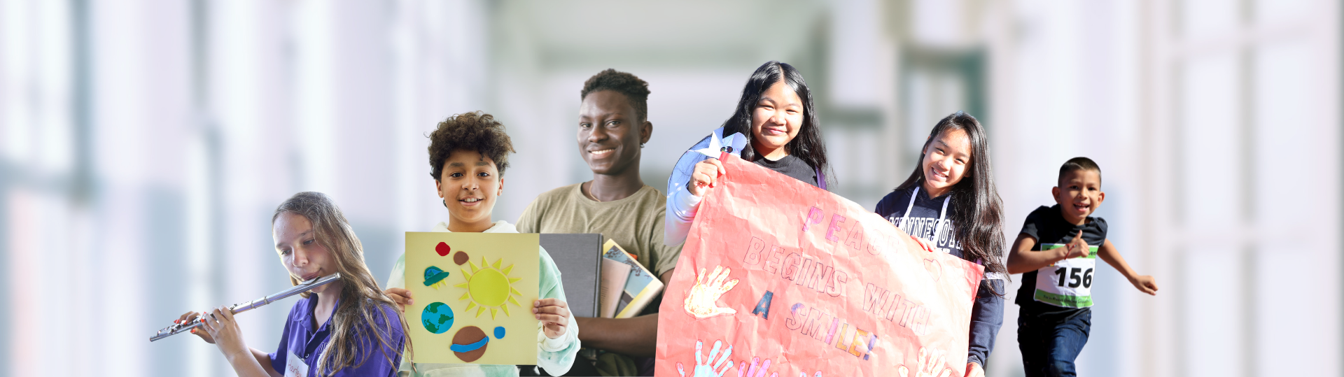 Students displaying different activities. 